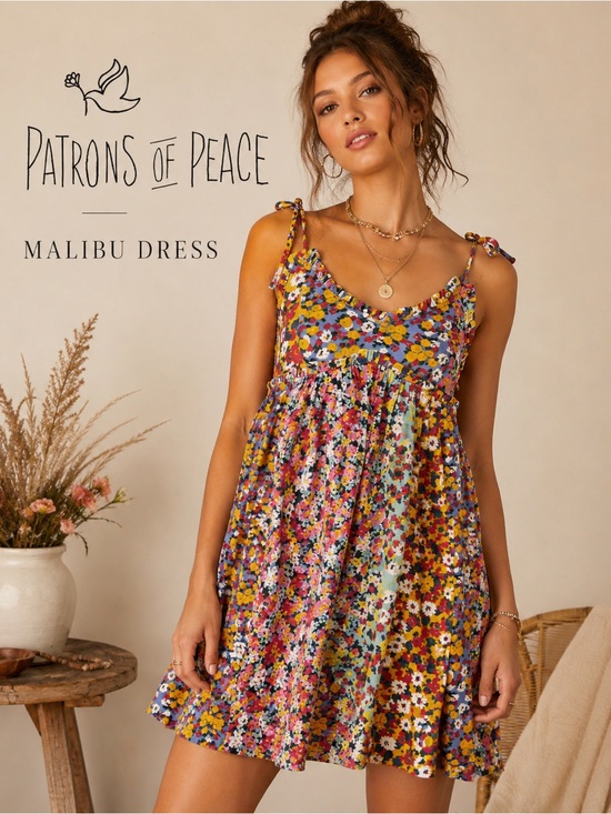 Patrons of Peace Dresses & Skirts - Patrons of Peace Malibu Dress M Floral Babydoll Mini Dress Western Boho C1